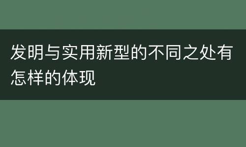 发明与实用新型的不同之处有怎样的体现