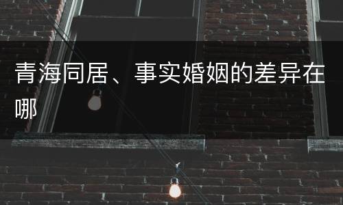 青海同居、事实婚姻的差异在哪