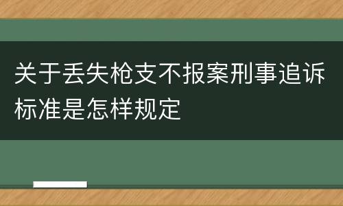关于丢失枪支不报案刑事追诉标准是怎样规定