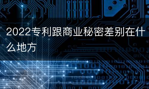 2022专利跟商业秘密差别在什么地方