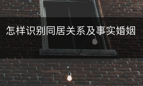 怎样识别同居关系及事实婚姻