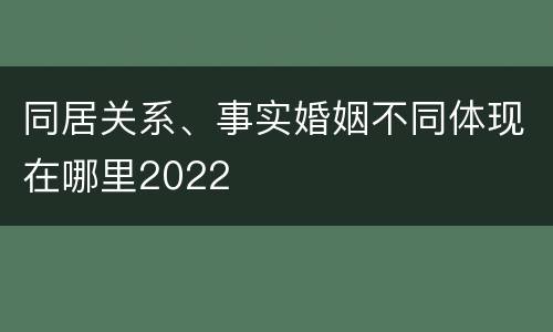 同居关系、事实婚姻不同体现在哪里2022