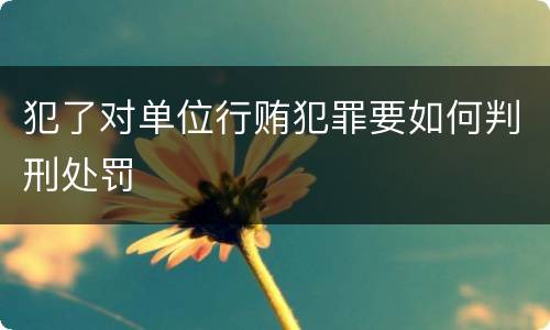 犯了对单位行贿犯罪要如何判刑处罚