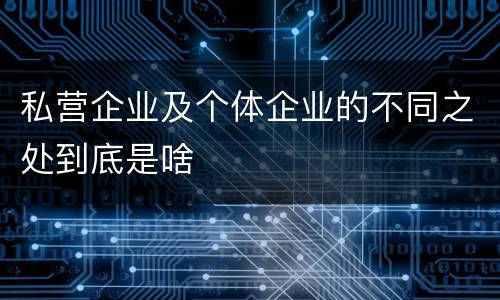 私营企业及个体企业的不同之处到底是啥