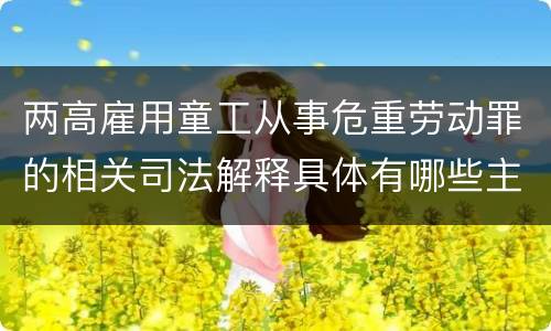 两高雇用童工从事危重劳动罪的相关司法解释具体有哪些主要规定