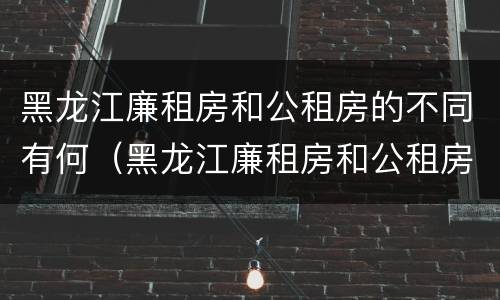 黑龙江廉租房和公租房的不同有何（黑龙江廉租房和公租房的不同有何条件）