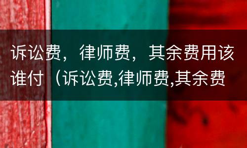 诉讼费，律师费，其余费用该谁付（诉讼费,律师费,其余费用该谁付呢）