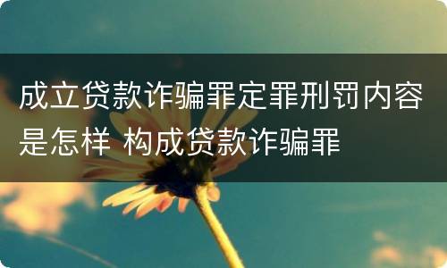 成立贷款诈骗罪定罪刑罚内容是怎样 构成贷款诈骗罪