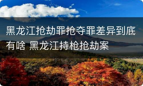 黑龙江抢劫罪抢夺罪差异到底有啥 黑龙江持枪抢劫案