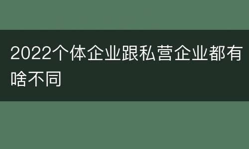 2022个体企业跟私营企业都有啥不同