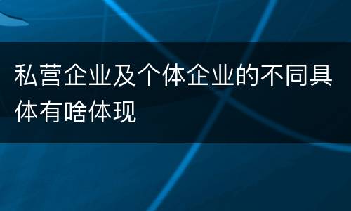 私营企业及个体企业的不同具体有啥体现