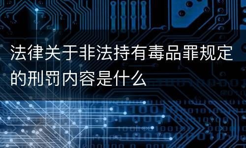 法律关于非法持有毒品罪规定的刑罚内容是什么