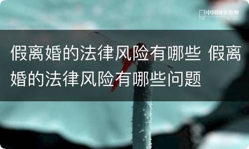 假离婚的法律风险有哪些 假离婚的法律风险有哪些问题