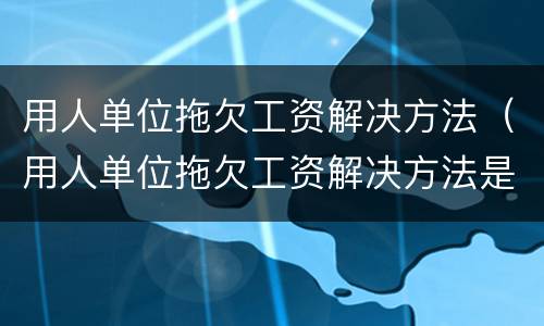 用人单位拖欠工资解决方法（用人单位拖欠工资解决方法是什么）