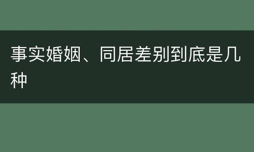 事实婚姻、同居差别到底是几种