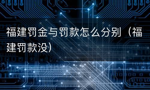 福建罚金与罚款怎么分别（福建罚款没）