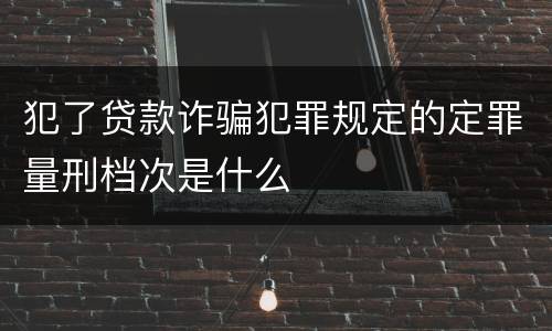 犯了贷款诈骗犯罪规定的定罪量刑档次是什么