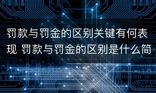 罚款与罚金的区别关键有何表现 罚款与罚金的区别是什么简答题