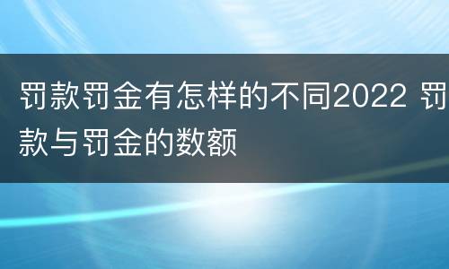 罚款罚金有怎样的不同2022 罚款与罚金的数额