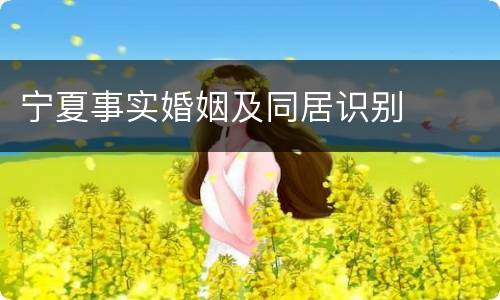 宁夏事实婚姻及同居识别