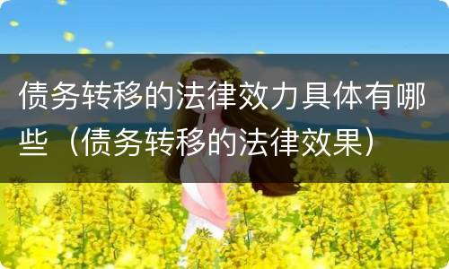 债务转移的法律效力具体有哪些（债务转移的法律效果）