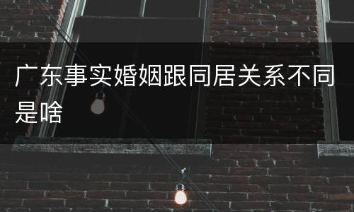 广东事实婚姻跟同居关系不同是啥