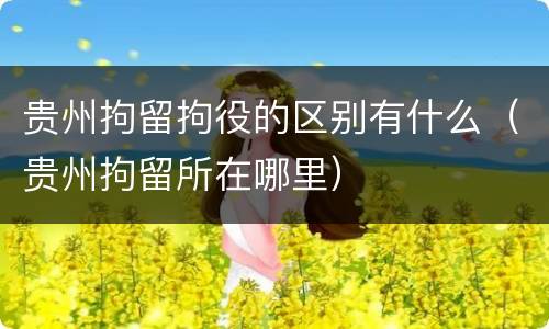 贵州拘留拘役的区别有什么（贵州拘留所在哪里）