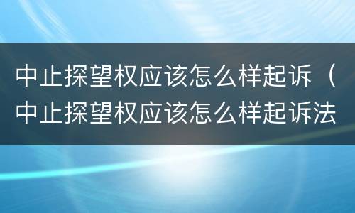中止探望权应该怎么样起诉（中止探望权应该怎么样起诉法院）