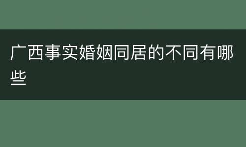 广西事实婚姻同居的不同有哪些
