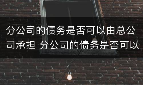 分公司的债务是否可以由总公司承担 分公司的债务是否可以由总公司承担