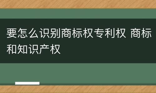 要怎么识别商标权专利权 商标和知识产权