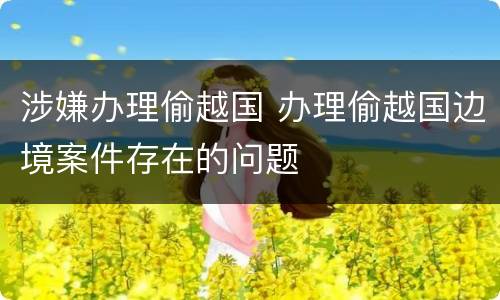 涉嫌办理偷越国 办理偷越国边境案件存在的问题