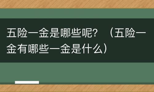 五险一金是哪些呢？（五险一金有哪些一金是什么）
