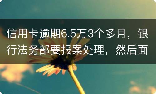 信用卡逾期6.5万3个多月，银行法务部要报案处理，然后面临5年以上坐牢