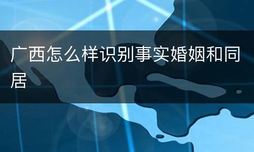 广西怎么样识别事实婚姻和同居
