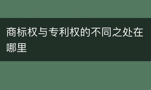商标权与专利权的不同之处在哪里