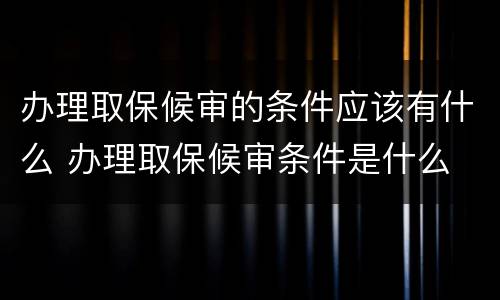 办理取保候审的条件应该有什么 办理取保候审条件是什么