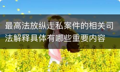 最高法放纵走私案件的相关司法解释具体有哪些重要内容