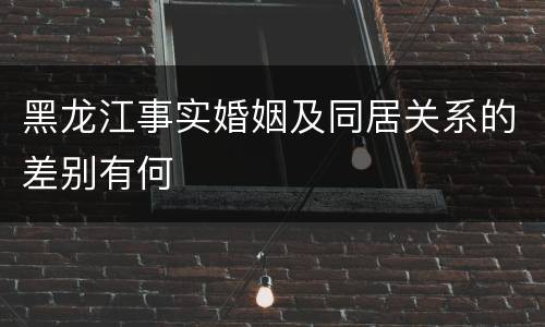 黑龙江事实婚姻及同居关系的差别有何