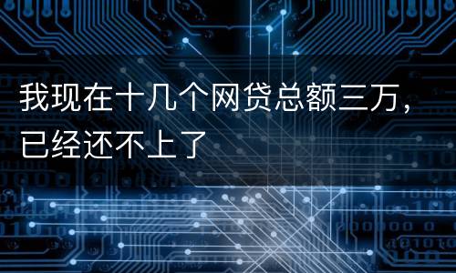我现在十几个网贷总额三万，已经还不上了