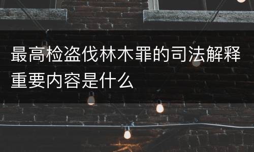 最高检盗伐林木罪的司法解释重要内容是什么