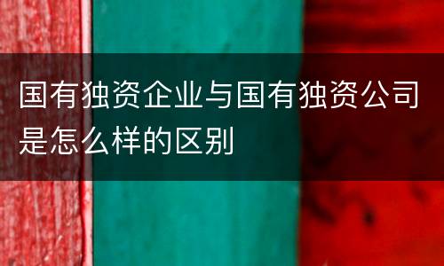 国有独资企业与国有独资公司是怎么样的区别