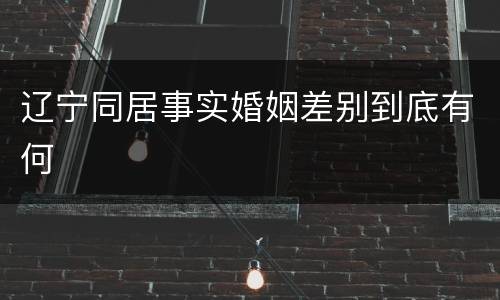 辽宁同居事实婚姻差别到底有何