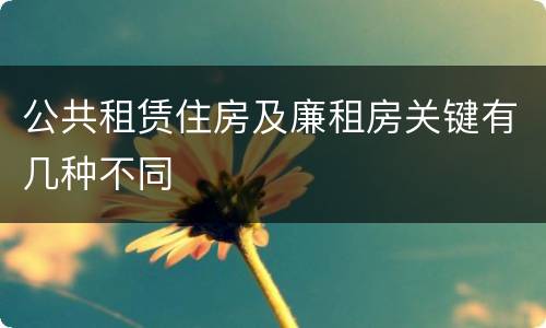公共租赁住房及廉租房关键有几种不同