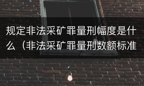 规定非法采矿罪量刑幅度是什么（非法采矿罪量刑数额标准）