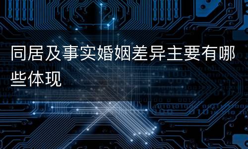 同居及事实婚姻差异主要有哪些体现