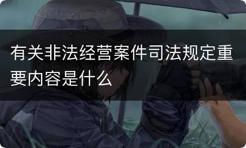 有关非法经营案件司法规定重要内容是什么