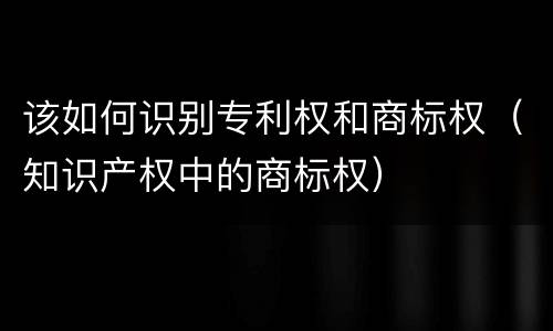 该如何识别专利权和商标权（知识产权中的商标权）