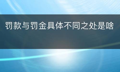 罚款与罚金具体不同之处是啥