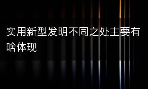 实用新型发明不同之处主要有啥体现